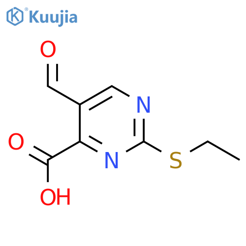 2-(ethylsulfanyl)-5-formylpyrimidine-4-carboxylic acid structure