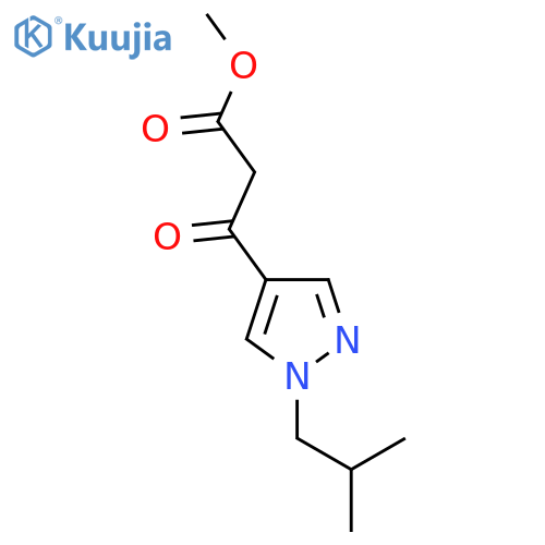 methyl 3-1-(2-methylpropyl)-1H-pyrazol-4-yl-3-oxopropanoate structure