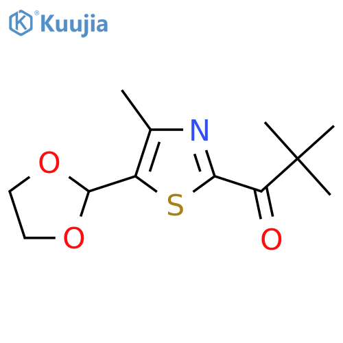 1-5-(1,3-dioxolan-2-yl)-4-methyl-1,3-thiazol-2-yl-2,2-dimethylpropan-1-one structure