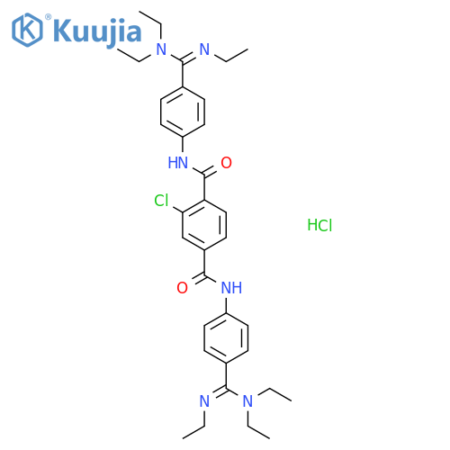 1,4-Benzenedicarboxamide,2-chloro-N1,N4-bis[4-[(diethylamino)(ethylimino)methyl]phenyl]-, hydrochloride(1:2) structure