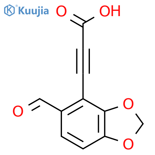3-(5-formyl-1,3-dioxaindan-4-yl)prop-2-ynoic acid structure