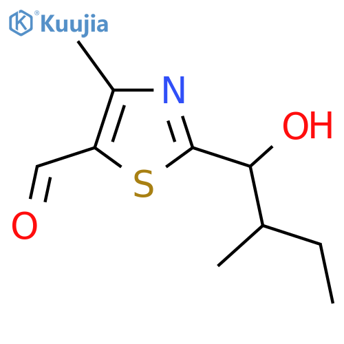 2-(1-hydroxy-2-methylbutyl)-4-methyl-1,3-thiazole-5-carbaldehyde structure