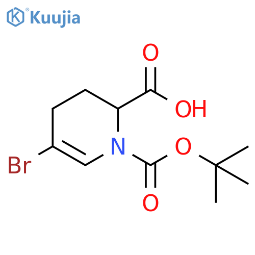 5-bromo-1-(tert-butoxy)carbonyl-1,2,3,4-tetrahydropyridine-2-carboxylic acid structure