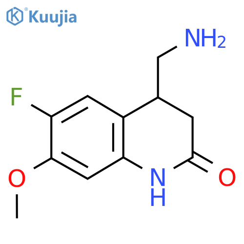 4-(aminomethyl)-6-fluoro-7-methoxy-1,2,3,4-tetrahydroquinolin-2-one structure