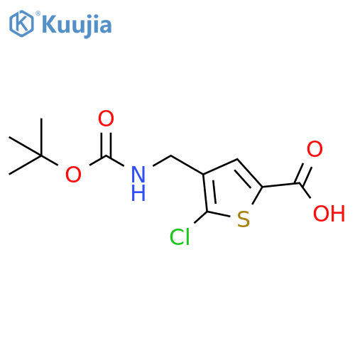 4-({(tert-butoxy)carbonylamino}methyl)-5-chlorothiophene-2-carboxylic acid structure
