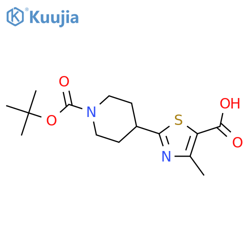 2-(1-(tert-butoxycarbonyl)piperidin-4-yl)-4-methylthiazole-5-carboxylic acid structure