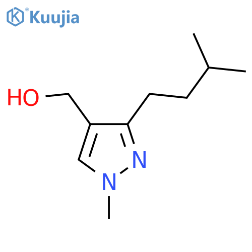 1-methyl-3-(3-methylbutyl)-1H-pyrazol-4-ylmethanol structure