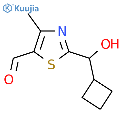 2-cyclobutyl(hydroxy)methyl-4-methyl-1,3-thiazole-5-carbaldehyde structure