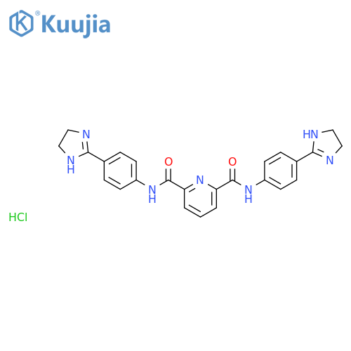 2,6-Pyridinedicarboxamide,N2,N6-bis[4-(4,5-dihydro-1H-imidazol-2-yl)phenyl]-, hydrochloride (1:2) structure