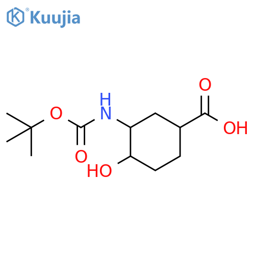 3-{(tert-butoxy)carbonylamino}-4-hydroxycyclohexane-1-carboxylic acid structure