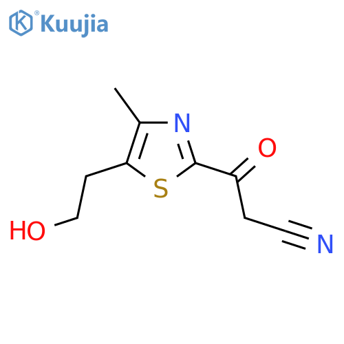 3-5-(2-hydroxyethyl)-4-methyl-1,3-thiazol-2-yl-3-oxopropanenitrile structure