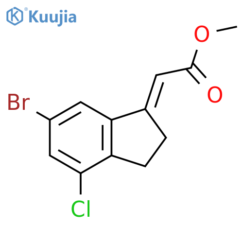 methyl 2-(1E)-6-bromo-4-chloro-2,3-dihydro-1H-inden-1-ylideneacetate structure