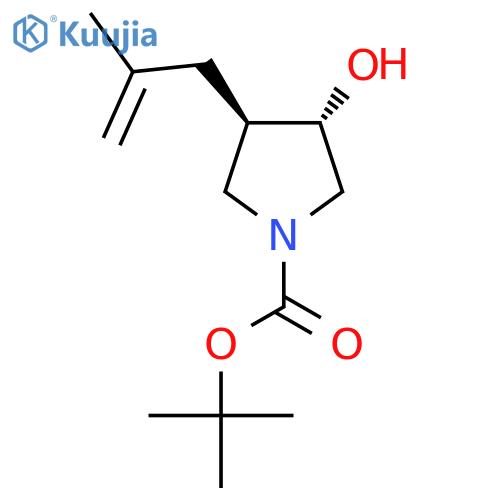 rac-tert-butyl (3R,4S)-3-hydroxy-4-(2-methylprop-2-en-1-yl)pyrrolidine-1-carboxylate structure