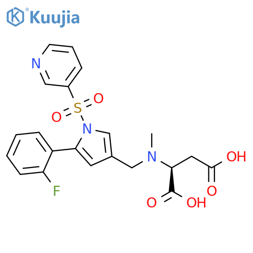 2-(((5-(2-Fluorophenyl)-1-(pyridin-3-ylsulfonyl)-1H-pyrrol-3-yl)methyl)(methyl)amino)succinic Acid structure