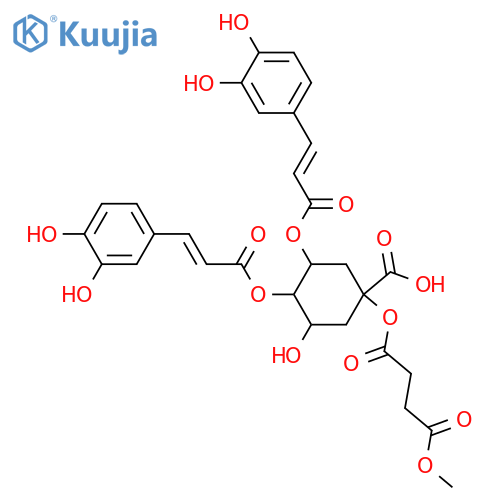 Quinic acid; (-)-form, 3,4-Bis-O-(3,4-dihydroxy-E-cinnamoyl), 1-O-(4-methoxy-4-oxobutanoyl) structure