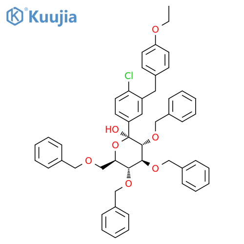 1-C-[4-Chloro-3-[(4-ethoxyphenyl)methyl]phenyl]-2,3,4,6-tetrakis-O-(phenylmethyl)-α-D-glucopyranose structure