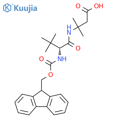 3-(2R)-2-({(9H-fluoren-9-yl)methoxycarbonyl}amino)-3,3-dimethylbutanamido-3-methylbutanoic acid structure