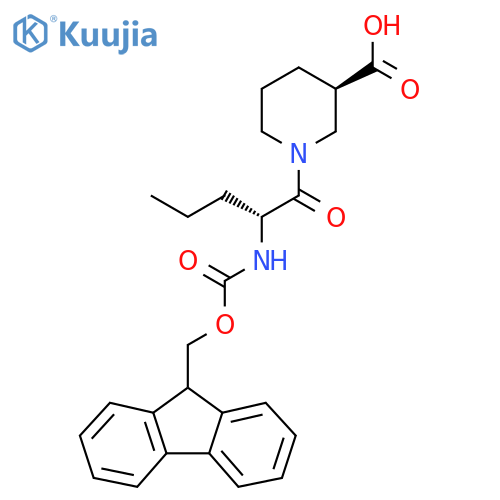 (3R)-1-(2R)-2-({(9H-fluoren-9-yl)methoxycarbonyl}amino)pentanoylpiperidine-3-carboxylic acid structure