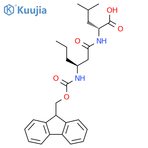(2R)-2-(3S)-3-({(9H-fluoren-9-yl)methoxycarbonyl}amino)hexanamido-4-methylpentanoic acid structure