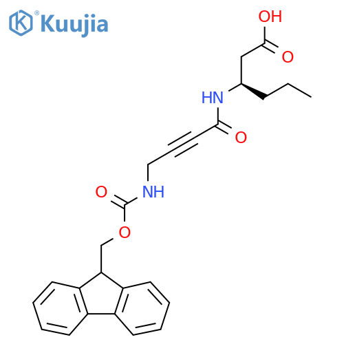 (3R)-3-4-({(9H-fluoren-9-yl)methoxycarbonyl}amino)but-2-ynamidohexanoic acid structure