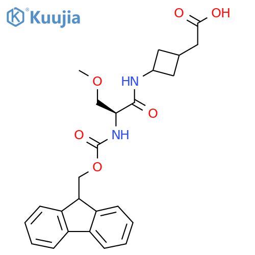 2-{3-(2S)-2-({(9H-fluoren-9-yl)methoxycarbonyl}amino)-3-methoxypropanamidocyclobutyl}acetic acid structure
