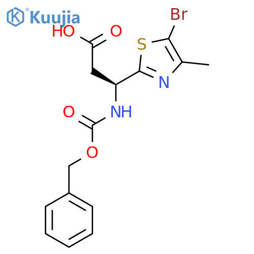(3S)-3-{(benzyloxy)carbonylamino}-3-(5-bromo-4-methyl-1,3-thiazol-2-yl)propanoic acid structure