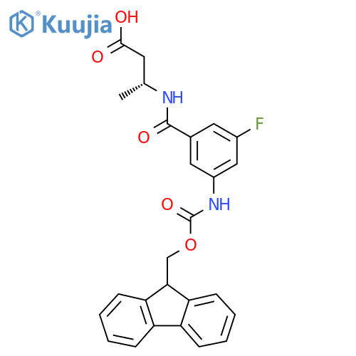 (3R)-3-{3-({(9H-fluoren-9-yl)methoxycarbonyl}amino)-5-fluorophenylformamido}butanoic acid structure