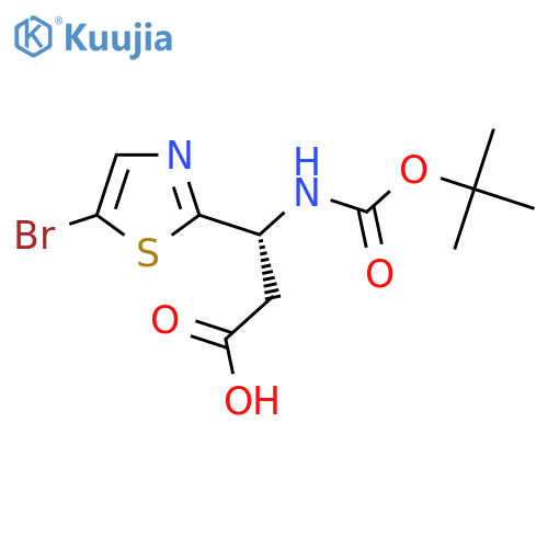 (3R)-3-(5-bromo-1,3-thiazol-2-yl)-3-{(tert-butoxy)carbonylamino}propanoic acid structure