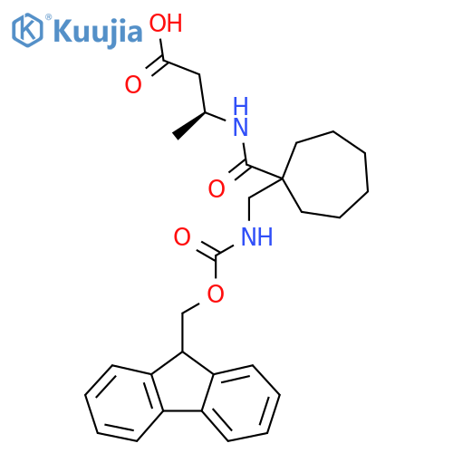 (3S)-3-({1-({(9H-fluoren-9-yl)methoxycarbonyl}amino)methylcycloheptyl}formamido)butanoic acid structure