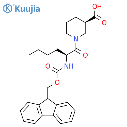 (3R)-1-(2S)-2-({(9H-fluoren-9-yl)methoxycarbonyl}amino)hexanoylpiperidine-3-carboxylic acid structure