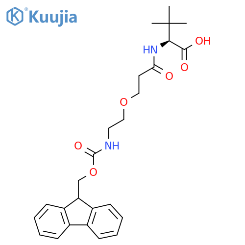 (2S)-2-{3-2-({(9H-fluoren-9-yl)methoxycarbonyl}amino)ethoxypropanamido}-3,3-dimethylbutanoic acid structure