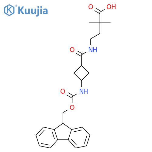 2,2-dimethyl-4-{(1s,3s)-3-({(9H-fluoren-9-yl)methoxycarbonyl}amino)cyclobutylformamido}butanoic acid structure