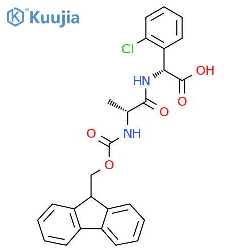 (2R)-2-(2-chlorophenyl)-2-(2R)-2-({(9H-fluoren-9-yl)methoxycarbonyl}amino)propanamidoacetic acid structure