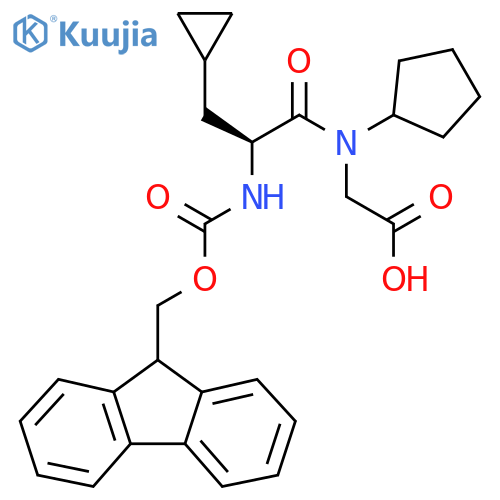 2-(2S)-N-cyclopentyl-3-cyclopropyl-2-({(9H-fluoren-9-yl)methoxycarbonyl}amino)propanamidoacetic acid structure