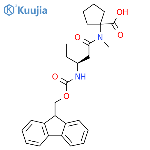 1-(3S)-3-({(9H-fluoren-9-yl)methoxycarbonyl}amino)-N-methylpentanamidocyclopentane-1-carboxylic acid structure