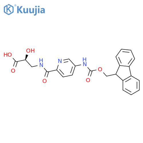 (2S)-3-{5-({(9H-fluoren-9-yl)methoxycarbonyl}amino)pyridin-2-ylformamido}-2-hydroxypropanoic acid structure