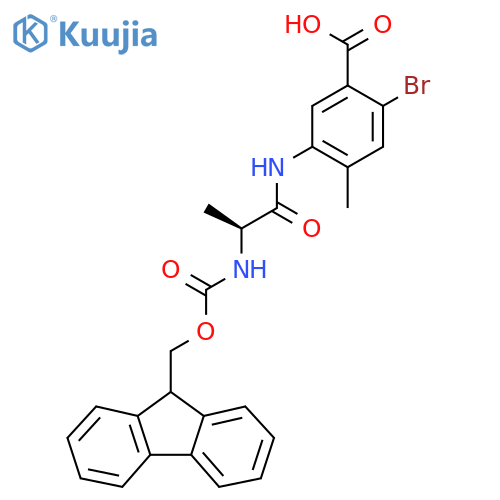 2-bromo-5-(2S)-2-({(9H-fluoren-9-yl)methoxycarbonyl}amino)propanamido-4-methylbenzoic acid structure