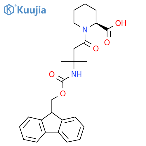 (2S)-1-3-({(9H-fluoren-9-yl)methoxycarbonyl}amino)-3-methylbutanoylpiperidine-2-carboxylic acid structure