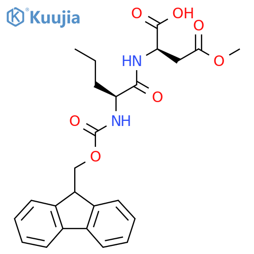 (2R)-2-(2S)-2-({(9H-fluoren-9-yl)methoxycarbonyl}amino)pentanamido-4-methoxy-4-oxobutanoic acid structure