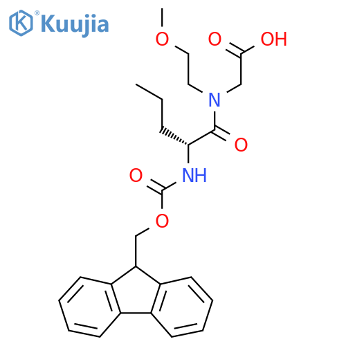 2-(2R)-2-({(9H-fluoren-9-yl)methoxycarbonyl}amino)-N-(2-methoxyethyl)pentanamidoacetic acid structure