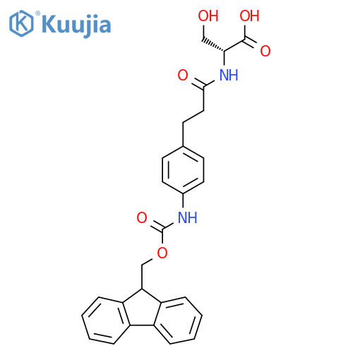 (2R)-2-{3-4-({(9H-fluoren-9-yl)methoxycarbonyl}amino)phenylpropanamido}-3-hydroxypropanoic acid structure