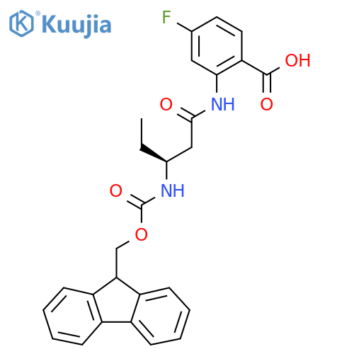 2-(3S)-3-({(9H-fluoren-9-yl)methoxycarbonyl}amino)pentanamido-4-fluorobenzoic acid structure