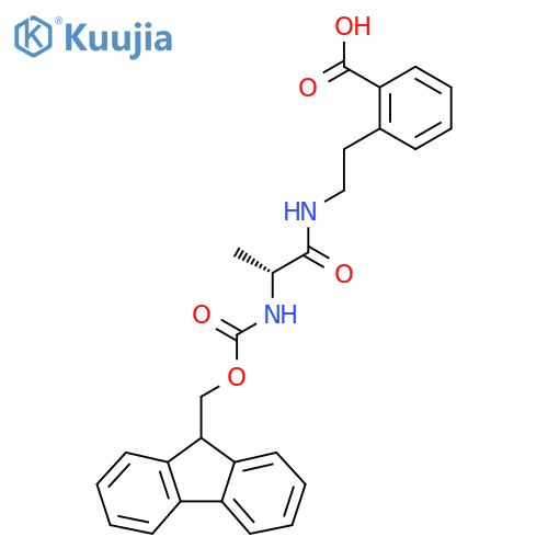2-{2-(2R)-2-({(9H-fluoren-9-yl)methoxycarbonyl}amino)propanamidoethyl}benzoic acid structure