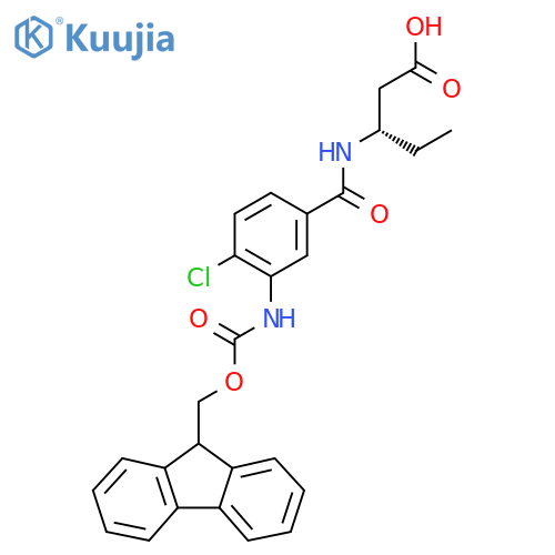(3S)-3-{4-chloro-3-({(9H-fluoren-9-yl)methoxycarbonyl}amino)phenylformamido}pentanoic acid structure