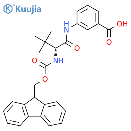 3-(2R)-2-({(9H-fluoren-9-yl)methoxycarbonyl}amino)-3,3-dimethylbutanamidobenzoic acid structure