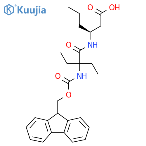(3S)-3-2-ethyl-2-({(9H-fluoren-9-yl)methoxycarbonyl}amino)butanamidohexanoic acid structure