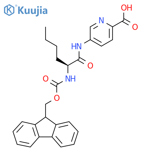 5-(2S)-2-({(9H-fluoren-9-yl)methoxycarbonyl}amino)hexanamidopyridine-2-carboxylic acid structure