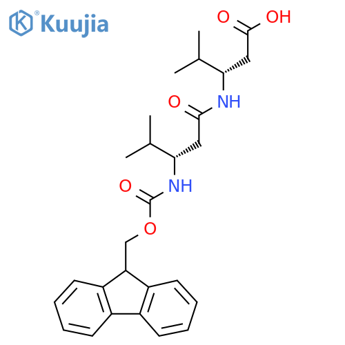 (3S)-3-(3S)-3-({(9H-fluoren-9-yl)methoxycarbonyl}amino)-4-methylpentanamido-4-methylpentanoic acid structure