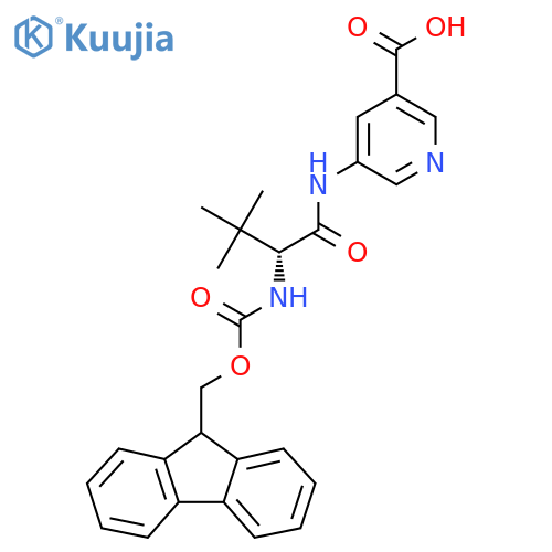 5-(2R)-2-({(9H-fluoren-9-yl)methoxycarbonyl}amino)-3,3-dimethylbutanamidopyridine-3-carboxylic acid structure