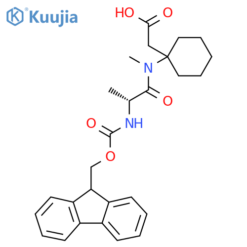2-{1-(2R)-2-({(9H-fluoren-9-yl)methoxycarbonyl}amino)-N-methylpropanamidocyclohexyl}acetic acid structure